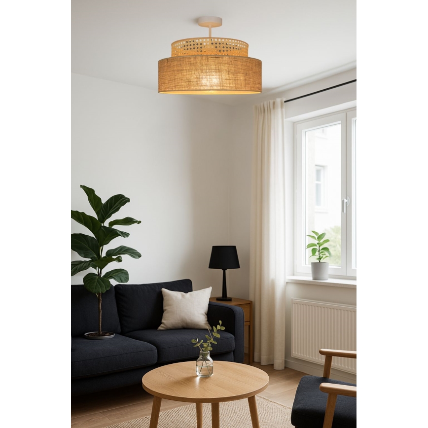 Lampadario a plafone BOHO 1xE27/60W/230V diametro 40 cm rattan