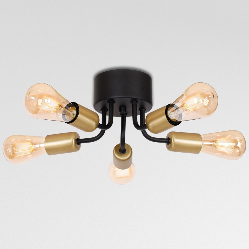 Lampadario a plafone BRENDA 5xE27/60W/230V nero/dorato