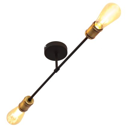 Lampadario a plafone CAMBRIDGE 2xE27/15W/230V nero/oro