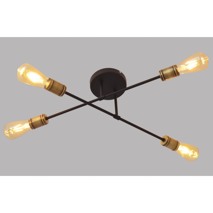 Lampadario a plafone CAMBRIDGE 4xE27/20W/230V nero/oro