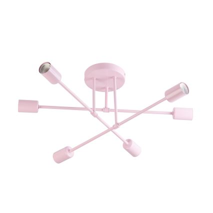 Lampadario a plafone CAMBRIDGE 6xE27/15W/230V rosa