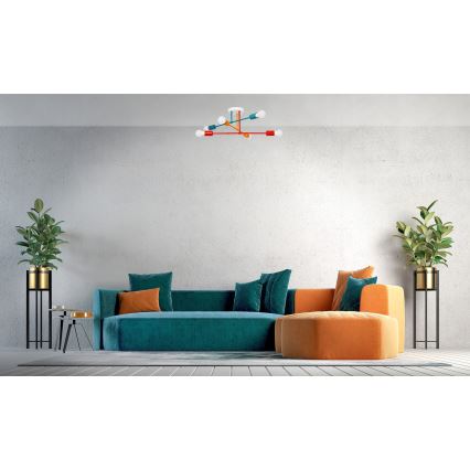 Lampadario a plafone CAMBRIDGE 6xE27/20W/230V blu/rosso/arancione