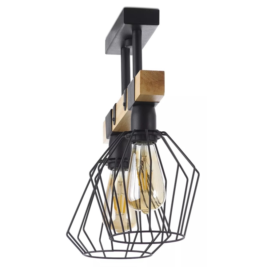 Lampadario a plafone CAMERUN 2xE27/60W/230V nero/legno