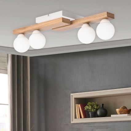 Lampadario a plafone CORTINA 4xG9/5W/230V bianco/quercia