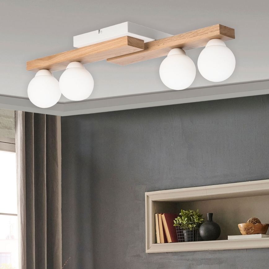 Lampadario a plafone CORTINA 4xG9/5W/230V bianco/quercia