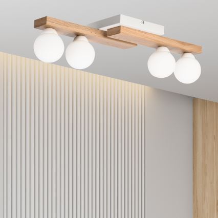 Lampadario a plafone CORTINA 4xG9/5W/230V bianco/quercia