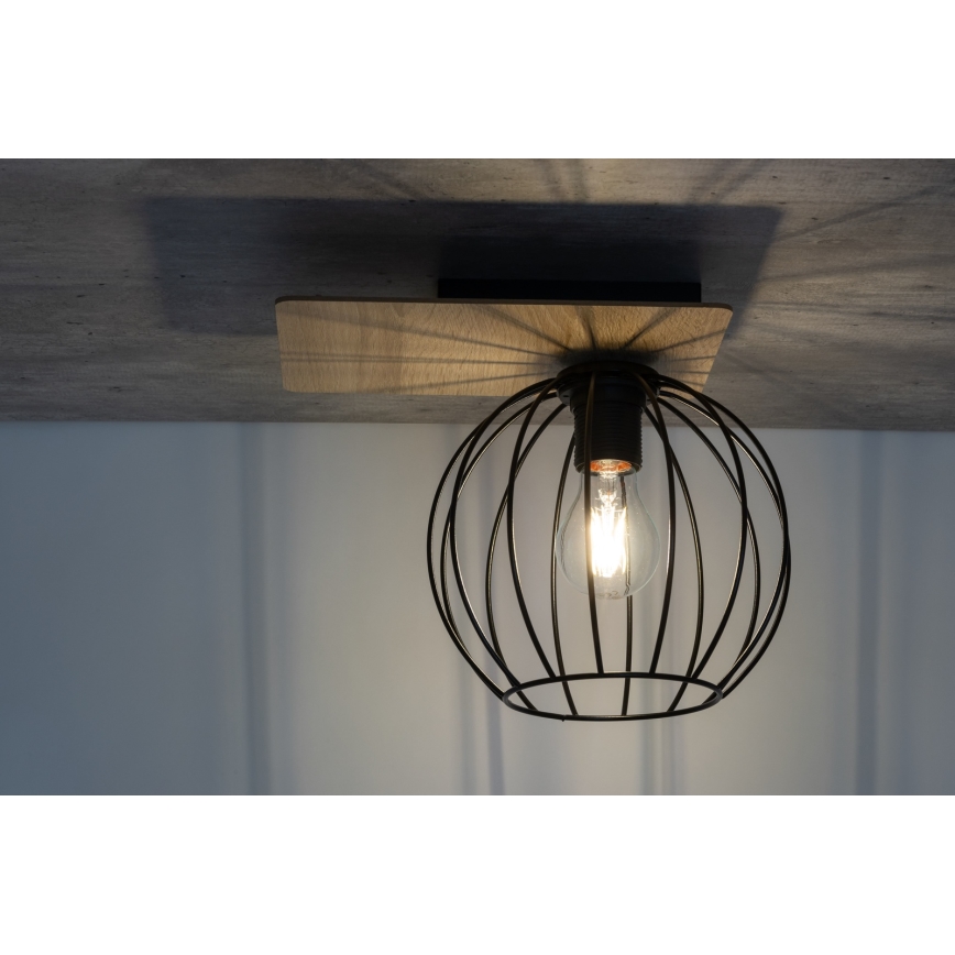 Lampadario a plafone CYBER 1xE27/60W/230V legno/nero