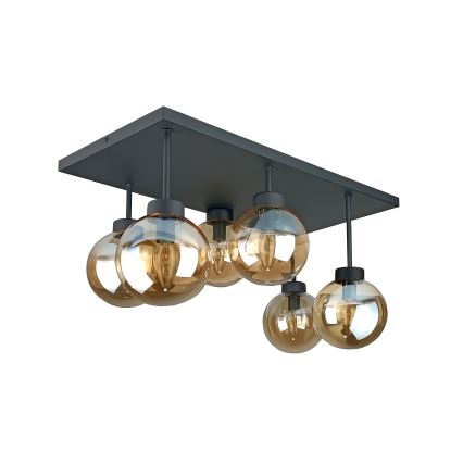 Lampadario a plafone DEA 6xE14/60W/230V nero/fumé beige