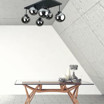 Lampadario a plafone DEA 6xE14/60W/230V nero/fumé nero