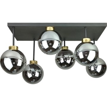 Lampadario a plafone DEA 6xE14/60W/230V nero/oro/fumé nero