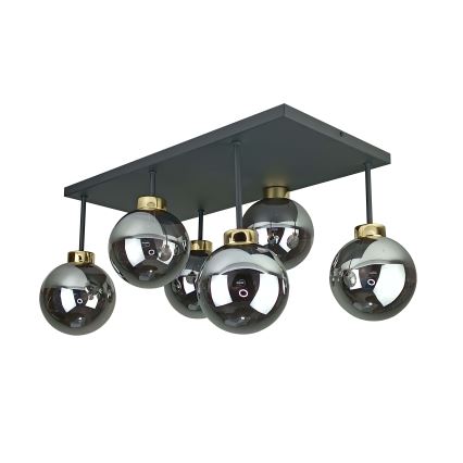 Lampadario a plafone DEA 6xE14/60W/230V nero/oro/fumé nero