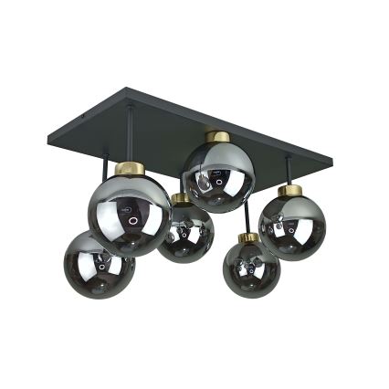 Lampadario a plafone DEA 6xE14/60W/230V nero/oro/fumé nero