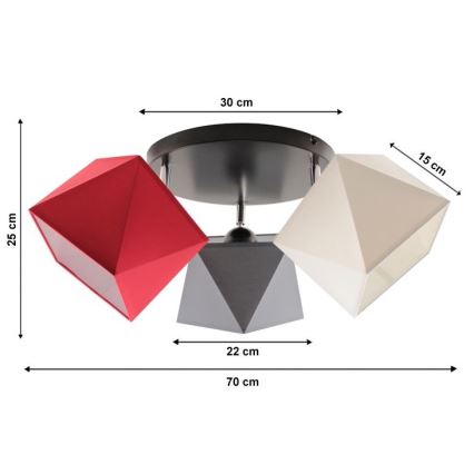 Lampadario a plafone DIAMENT 3xE27/60W/230V