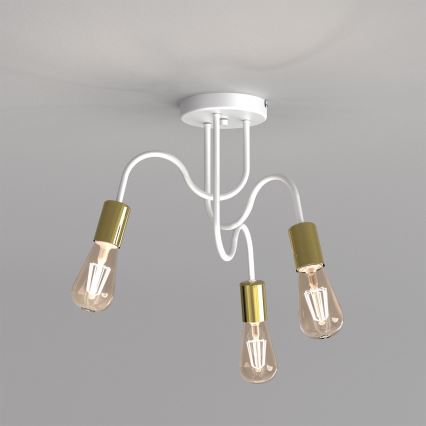 Lampadario a plafone DOW 3xE27/60W/230V bianco/oro
