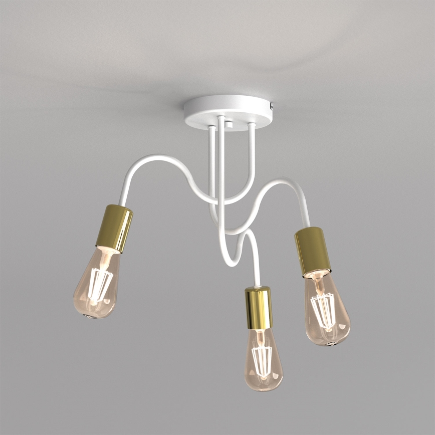 Lampadario a plafone DOW 3xE27/60W/230V bianco/oro