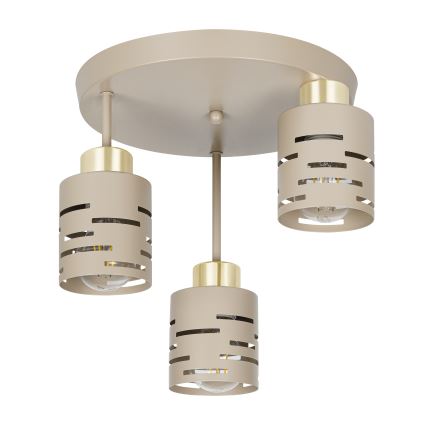 Lampadario a plafone ELEN 3xE27/35W/230V beige/oro