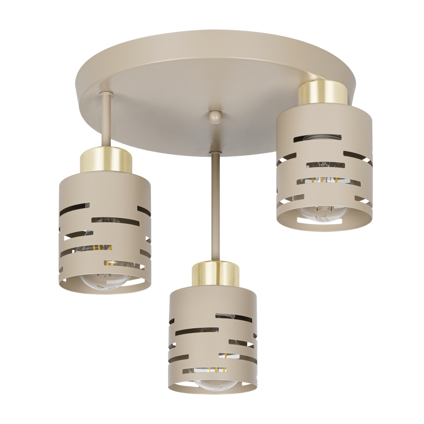 Lampadario a plafone ELEN 3xE27/35W/230V beige/oro