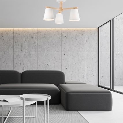 Lampadario a plafone ELLIE 3xE27/60W/230V faggio - FSC certificato