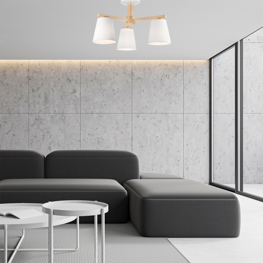Lampadario a plafone ELLIE 3xE27/60W/230V faggio - FSC certificato