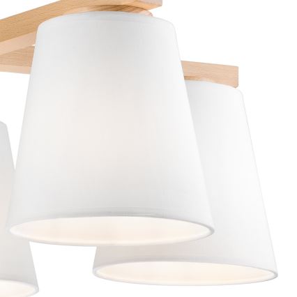 Lampadario a plafone ELLIE 5xE27/60W/230V bianco/faggio