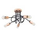 Lampadario a plafone EMBER 5xE27/15W/230V nero/beige/faggio