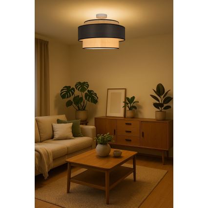 Lampadario a plafone GRACE 1xE27/60W/230V color crema/grigio
