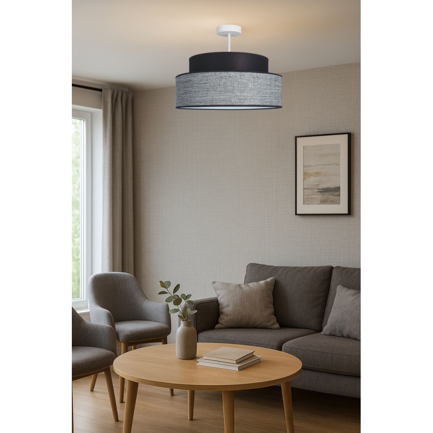 Lampadario a plafone GRACE 1xE27/60W/230V nero/grigio