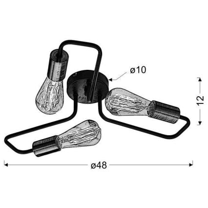 Lampadario a plafone HERPE 3xE27/60W/230V
