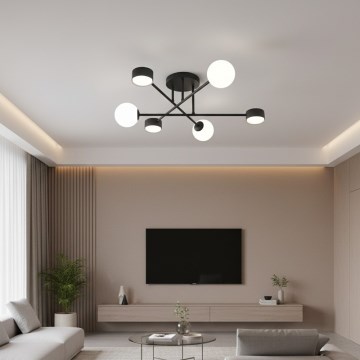 Lampadario a plafone HOLON 3xG9/8W/230V + 3xGX53/12W nero