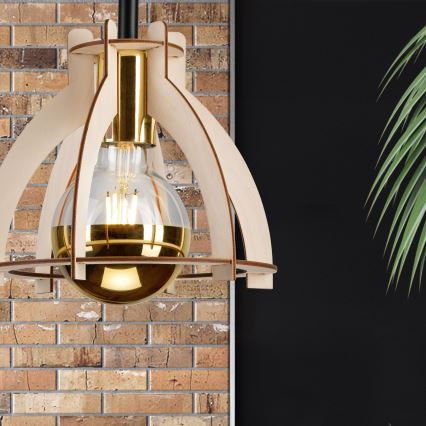 Lampadario a plafone LANDO 1xE27/15W/230V diametro 21 cm faggio