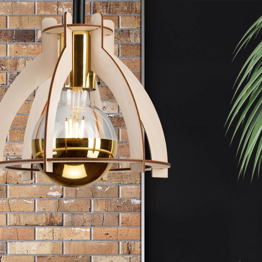 Lampadario a plafone LANDO 1xE27/15W/230V diametro 21 cm faggio