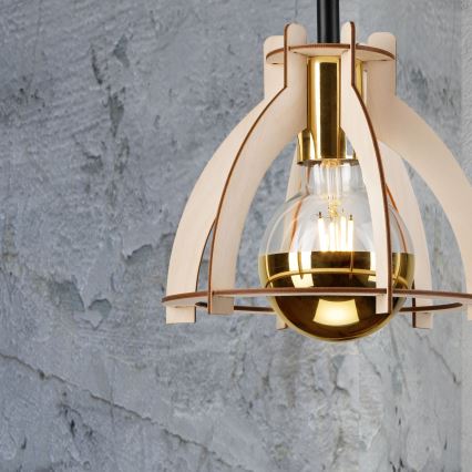 Lampadario a plafone LANDO 1xE27/15W/230V diametro 21 cm faggio
