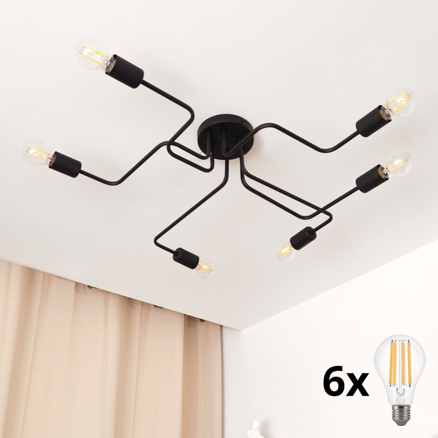 Lampadario a plafone LED TUBE 6xE27/15W/230V