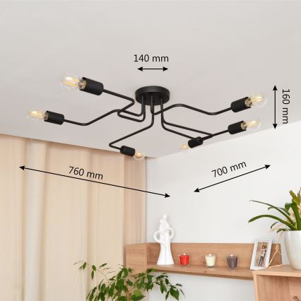 Lampadario a plafone LED TUBE 6xE27/15W/230V