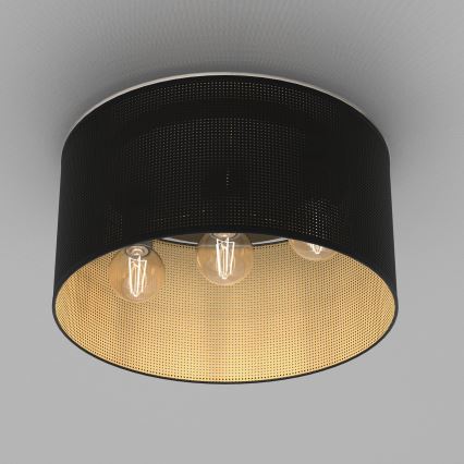 Lampadario a plafone LOFT SHADE 3xE27/60W/230V nero/oro
