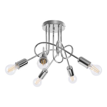 Lampadario a plafone LOOP 5xE27/15W/230V cromo lucido