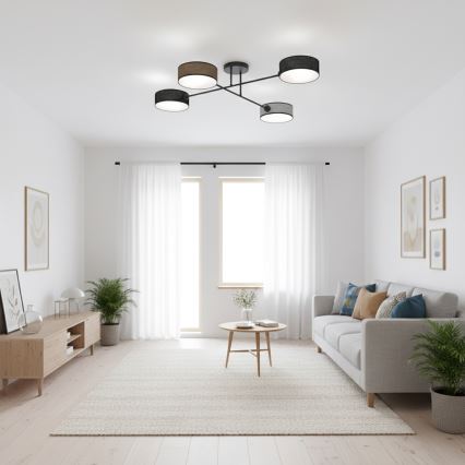 Lampadario a plafone MAGA 4xE14/10W/230V nero/marrone/grigio