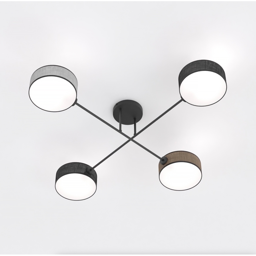 Lampadario a plafone MAGA 4xE14/10W/230V nero/marrone/grigio