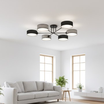 Lampadario a plafone MAGA 6xE14/10W/230V nero/grigio