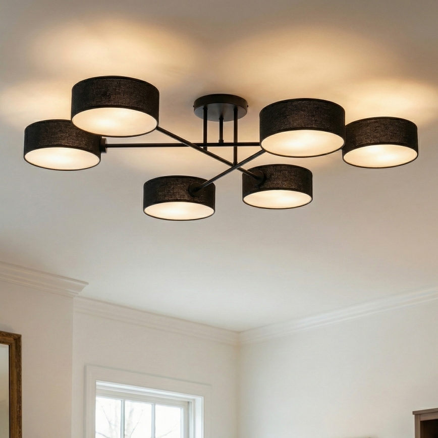 Lampadario a plafone MAGA 6xE14/10W/230V, nero