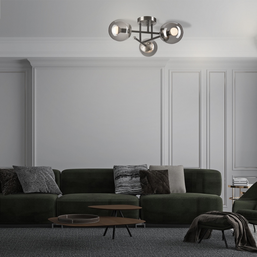 Lampadario a plafone MALENA 3xE14/5W/230V nero/grigio