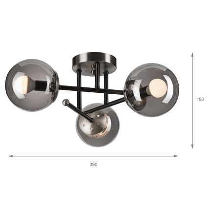 Lampadario a plafone MALENA 3xE14/5W/230V nero/grigio