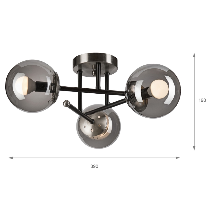 Lampadario a plafone MALENA 3xE14/5W/230V nero/grigio