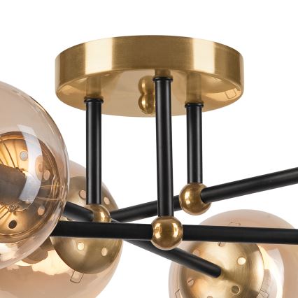 Lampadario a plafone MALENA 6xE14/5W/230V oro/nero/fumé beige