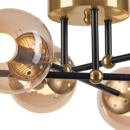 Lampadario a plafone MALENA 6xE14/5W/230V oro/nero/fumé beige