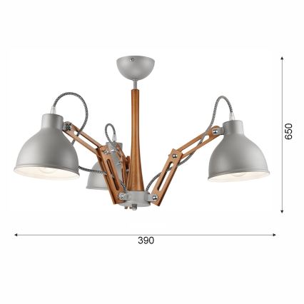Lampadario a plafone MARCELLO 3xE27/60W/230V faggio