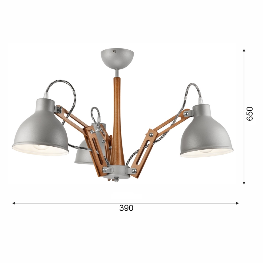 Lampadario a plafone MARCELLO 3xE27/60W/230V faggio