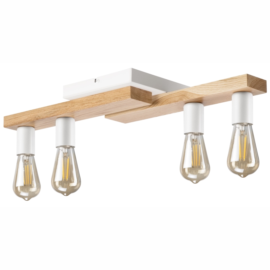Lampadario a plafone MATTE 4xE27/15W/230V bianco/quercia