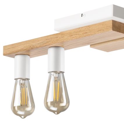 Lampadario a plafone MATTE 4xE27/15W/230V bianco/quercia
