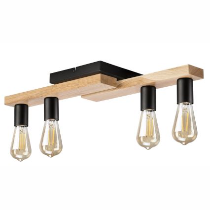 Lampadario a plafone MATTE 4xE27/15W/230V nero/quercia